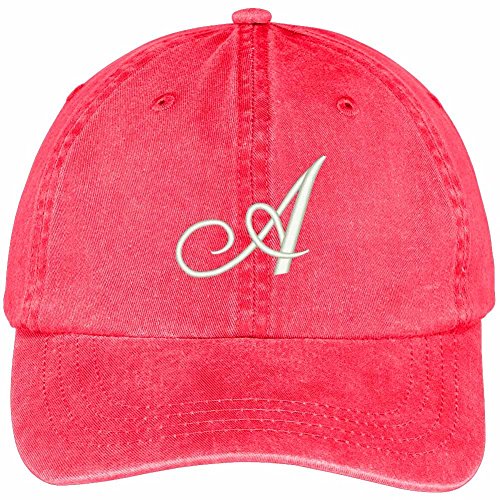 Trendy Apparel Shop Letter A Script Monogram Font Embroidered Washed Cotton Cap