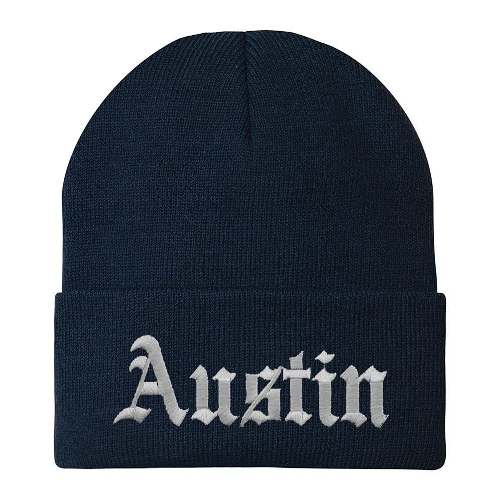 Trendy Apparel Shop Austin Old English Embroidered Long Cuff Beanie