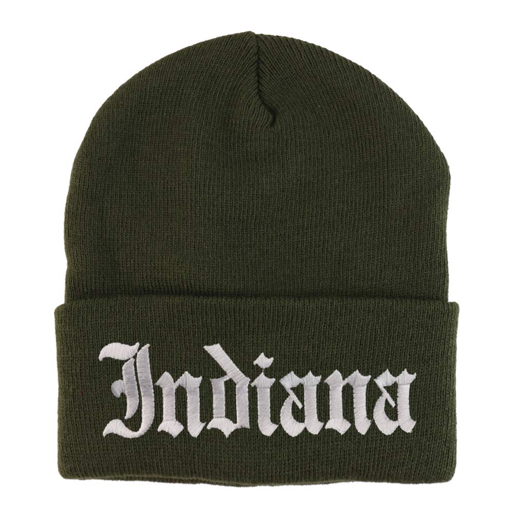 Trendy Apparel Shop Indiana State Old English Embroidered Long Cuff Beanie