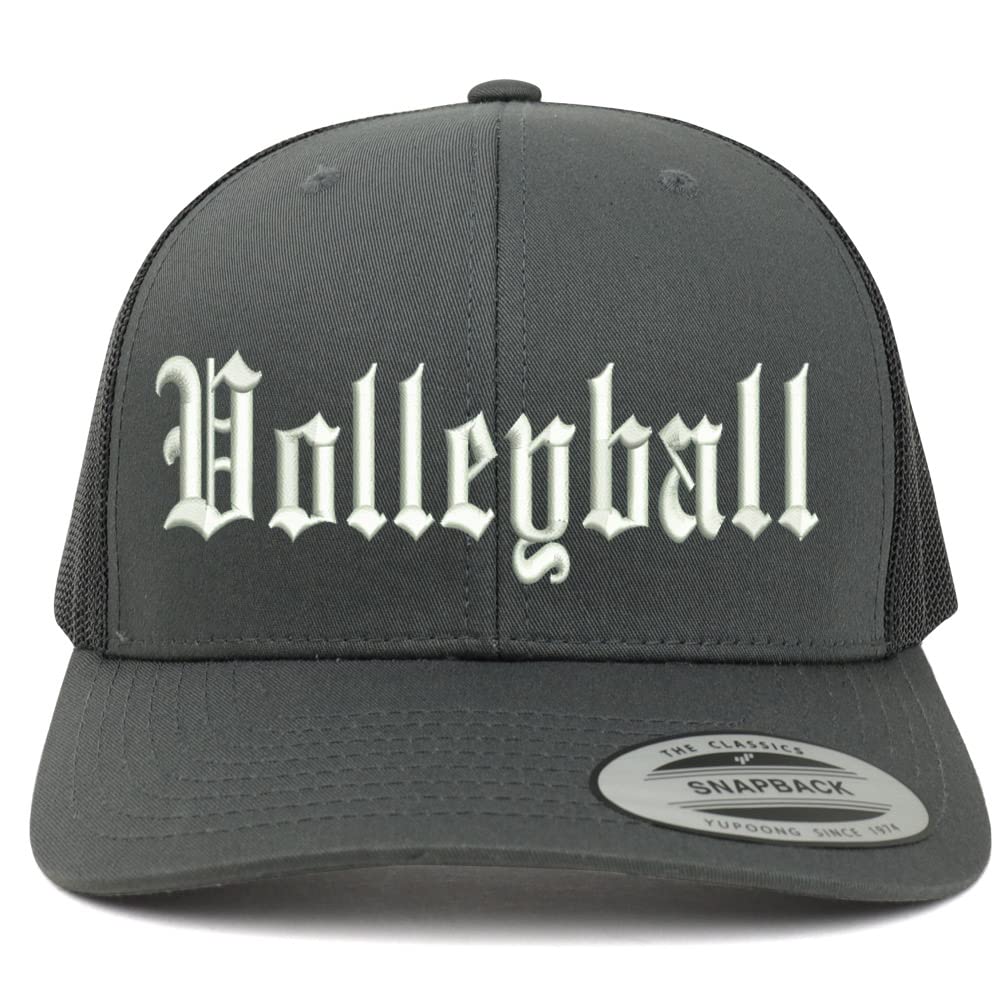 Trendy Apparel Shop Old English Volleyball 6 Panel Trucker Mesh Cap