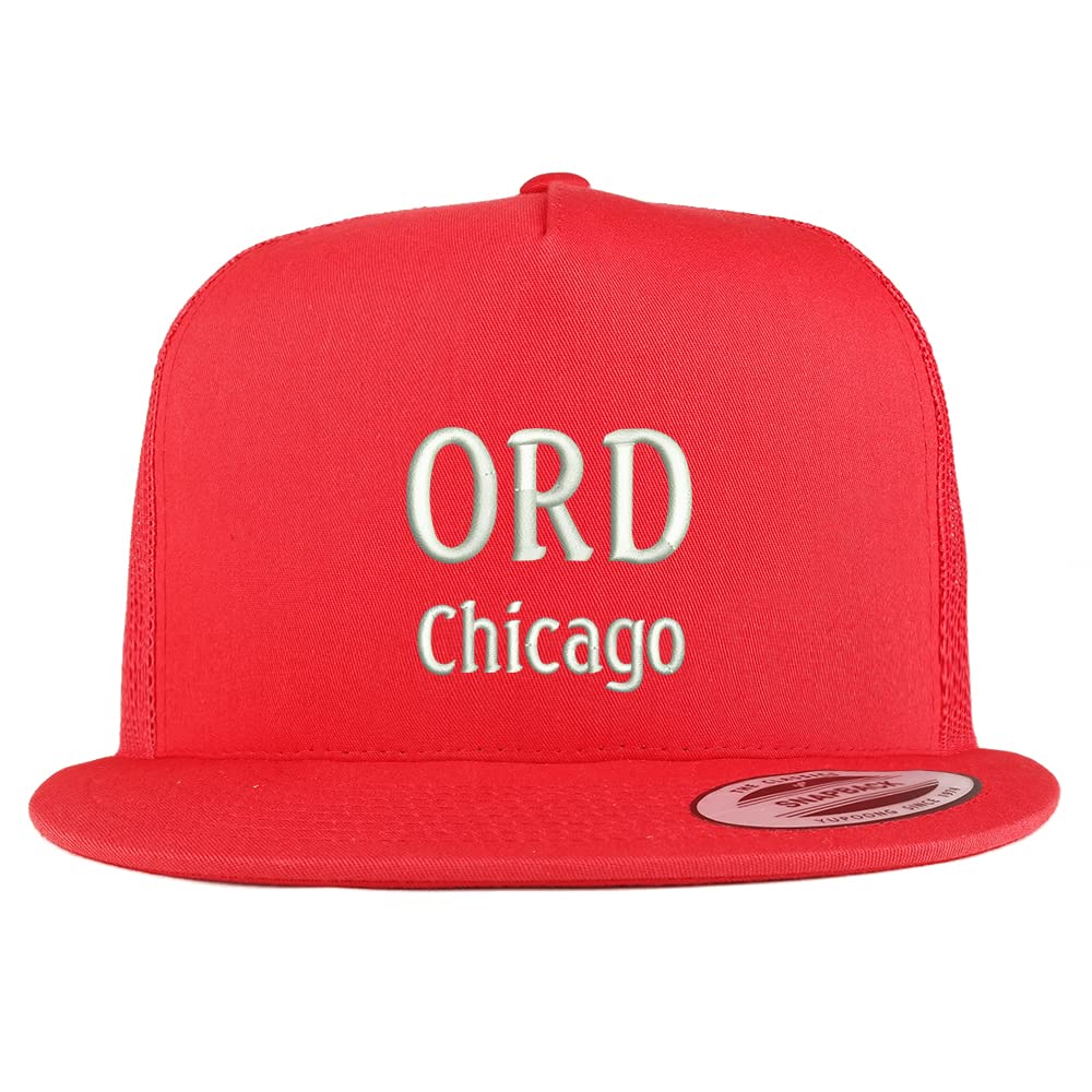 Trendy Apparel Shop ORD Chicago Embroidered 5 Panel Flatbill Trucker Cap