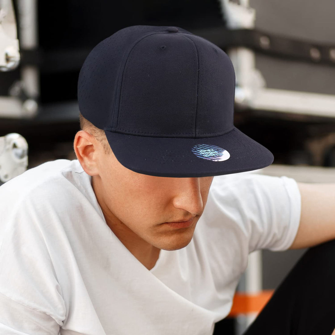 Trendy Apparel Shop XXL Oversize Laser Punching Mesh Back Flatbill Baseball Cap