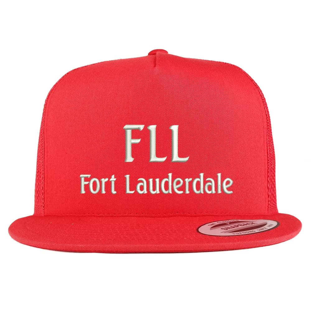 Trendy Apparel Shop FLL Fort Lauderdale Embroidered 5 Panel Flatbill Trucker Cap