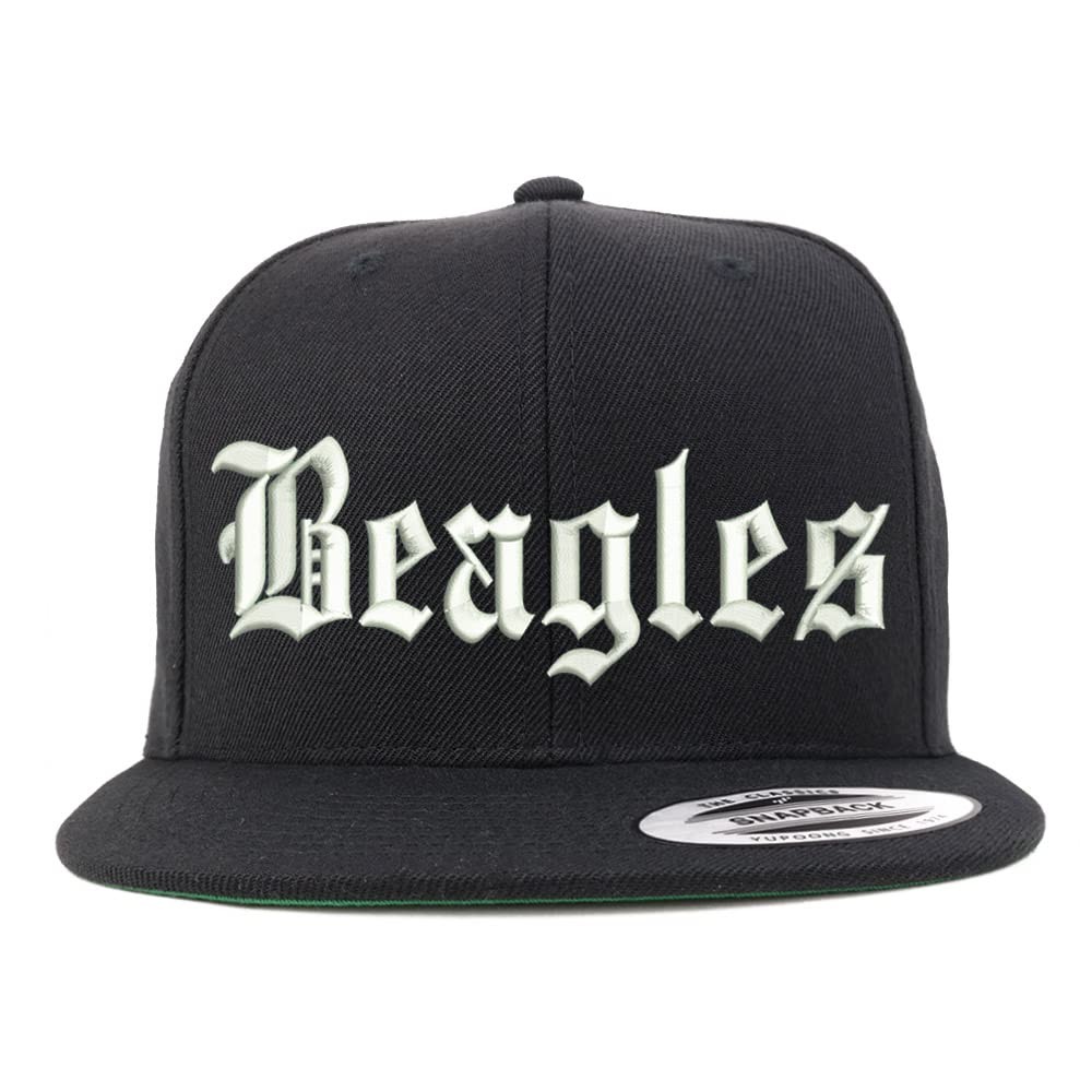 Trendy Apparel Shop Old English Beagles Embroidered Flatbill Snapback
