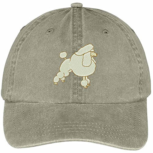 Trendy Apparel Shop Poodle Embroidered Dog Theme Low Profile Dad Hat Cotton Cap - Khaki