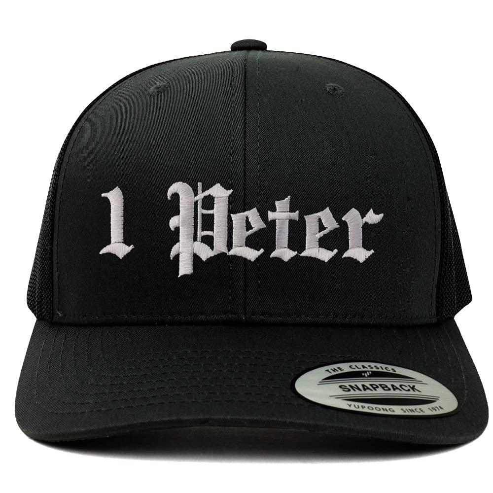 Trendy Apparel Shop 1 Peter Old English 6 Panel Trucker Mesh Cap