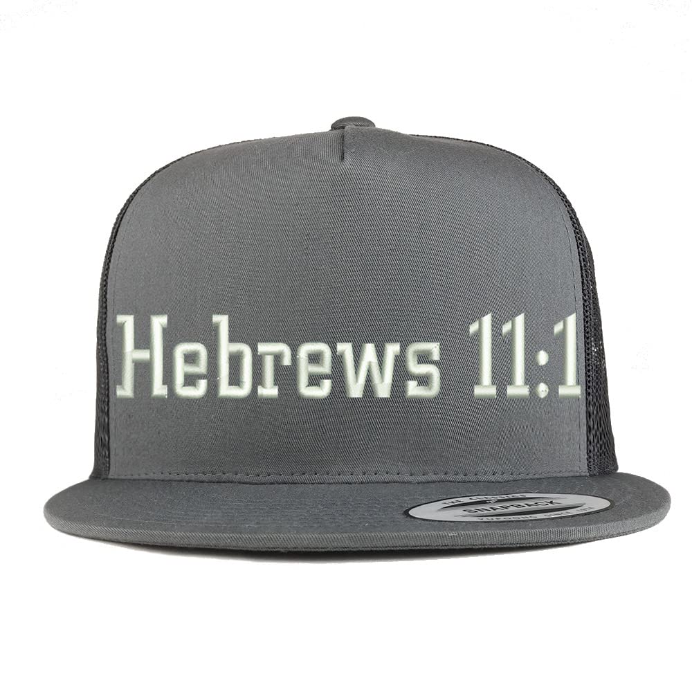 Trendy Apparel Shop Hebrews 11:1 5 Panel Flatbill Trucker Cap