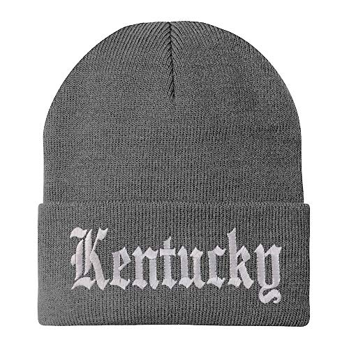 Trendy Apparel Shop Kenturky State Old English Embroidered Long Cuff Beanie