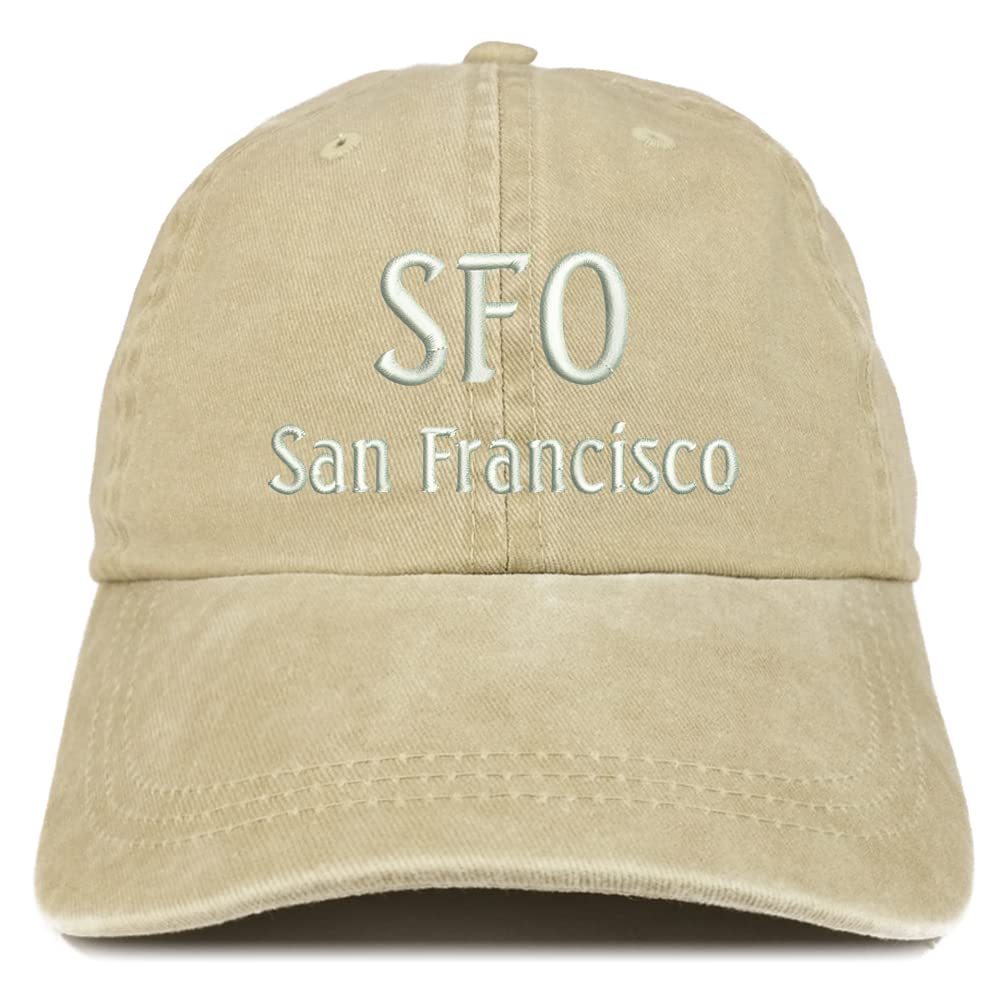 Trendy Apparel Shop SFO San Francisco Embroidered Pigment Dyed Washed Baseball Cap