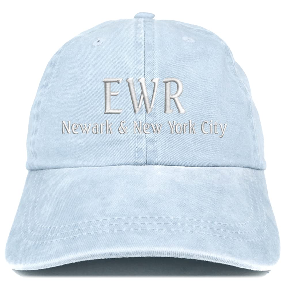 Trendy Apparel Shop EWR Newark and New York City Embroidered Pigment Dyed Washed Baseball Cap