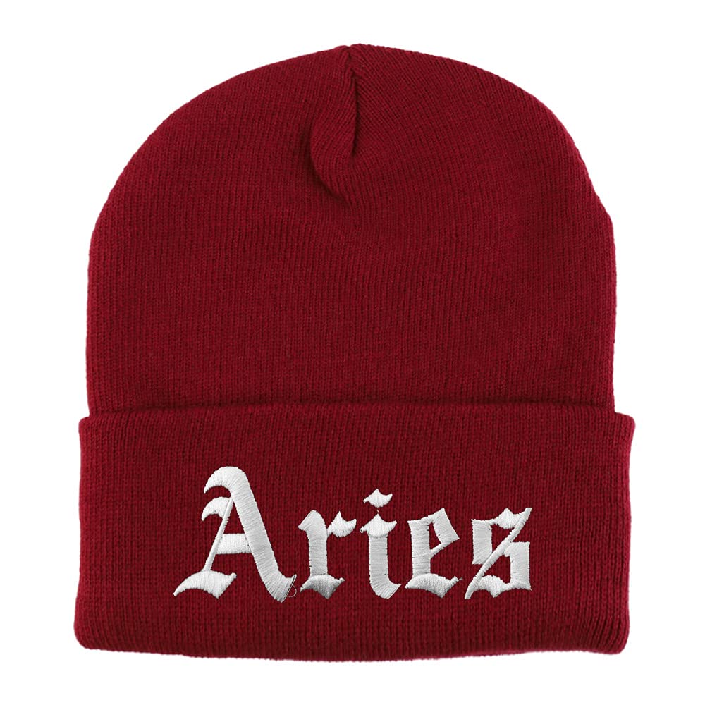 Trendy Apparel Shop Aries Old English Embroidered Long Cuff Beanie