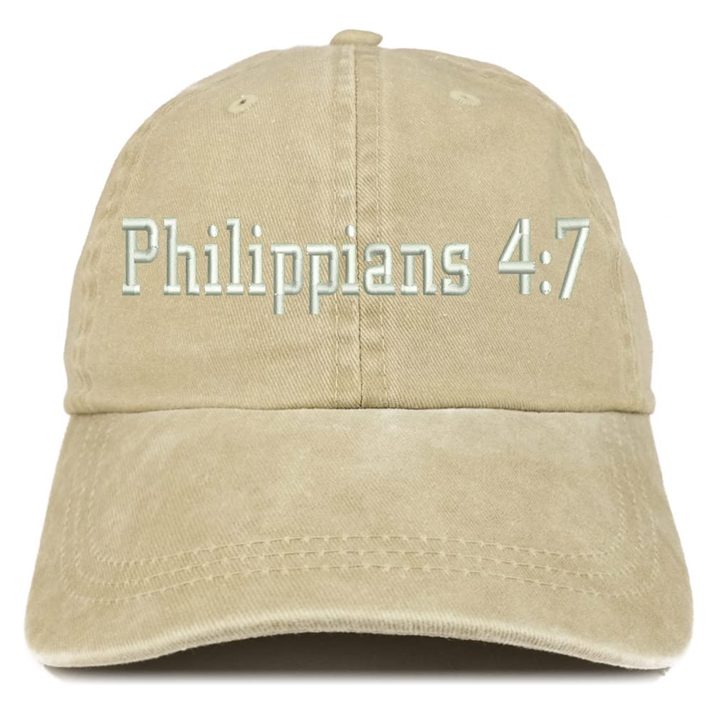 Trendy Apparel Shop Philippians 4:7 Washed Pigment Dyed Baseball Cap