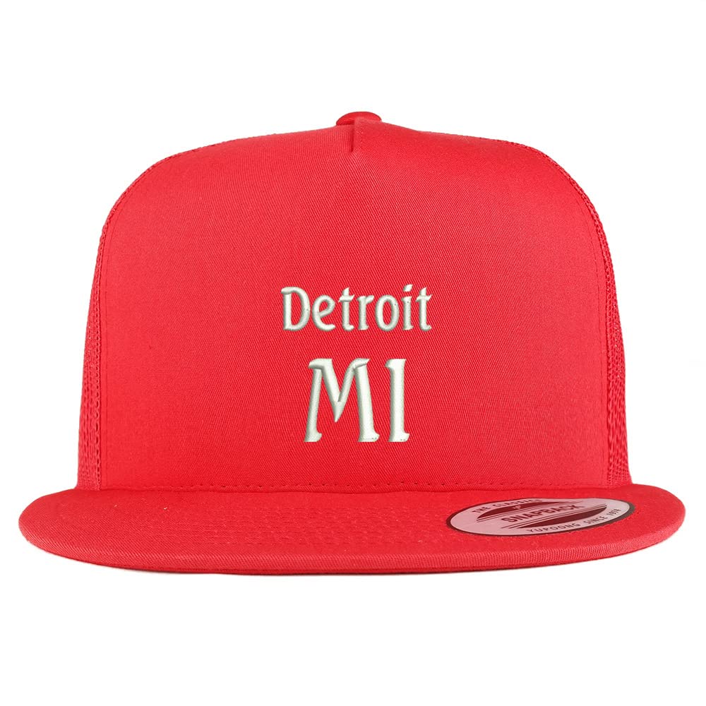 Trendy Apparel Shop Detroit MI Embroidered 5 Panel Flatbill Trucker Cap