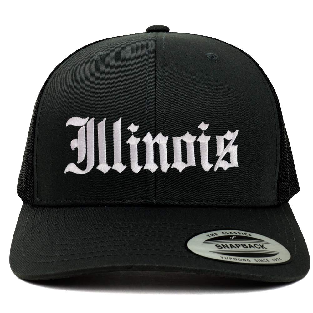 Trendy Apparel Shop Illinois State Old English 6 Panel Trucker Mesh Cap