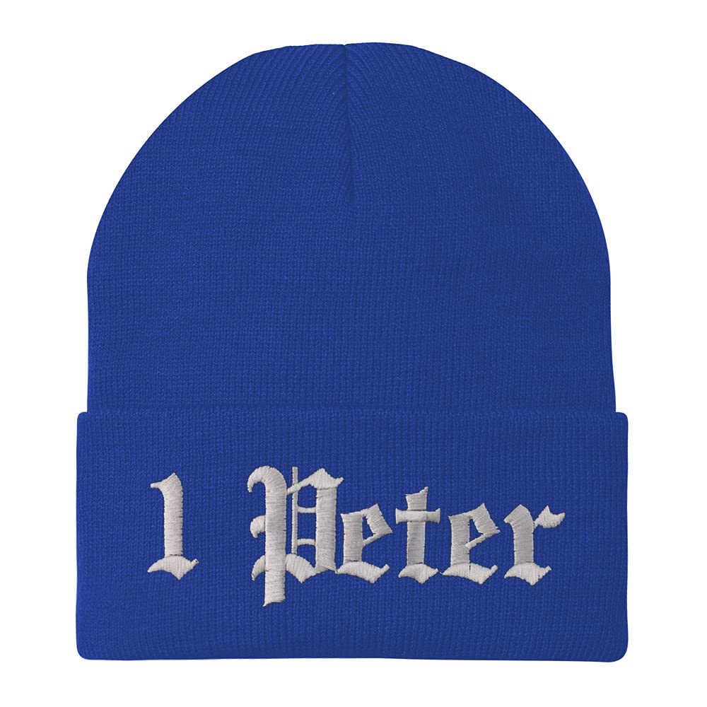Trendy Apparel Shop 1 Peter Old English Embroidered Long Cuff Beanie