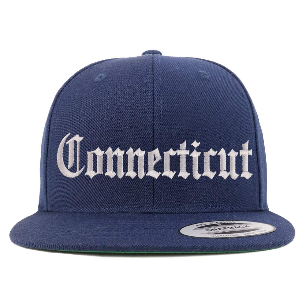 Trendy Apparel Shop Connectiut State Old English Embroidered Flatbill Snapback