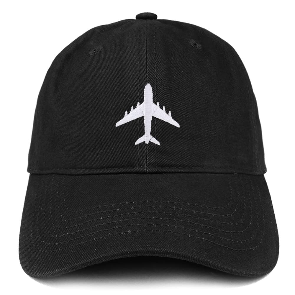 Trendy Apparel Shop Aircraft Jumbo Jet Embroidered Low Profile Soft Cotton Baseball Cap