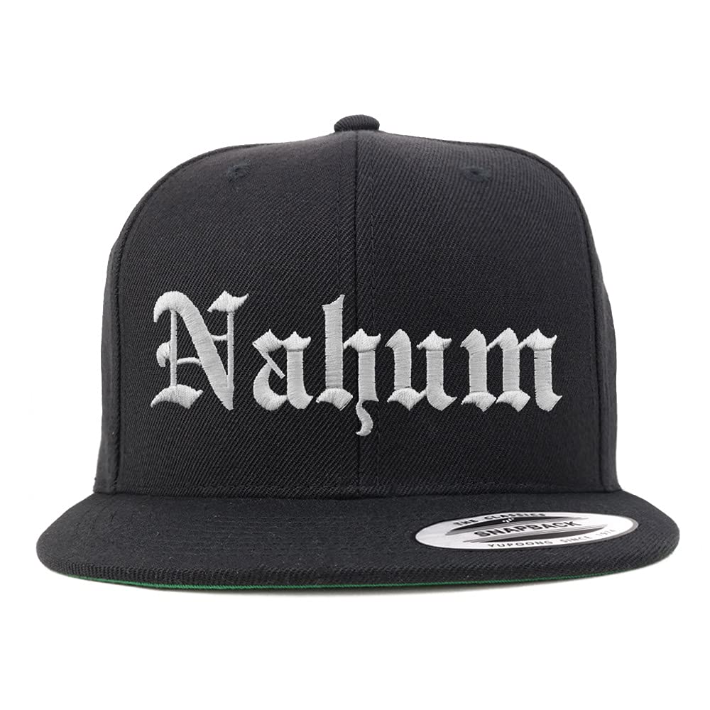 Trendy Apparel Shop Nahum Old English Embroidered Flatbill Snapback