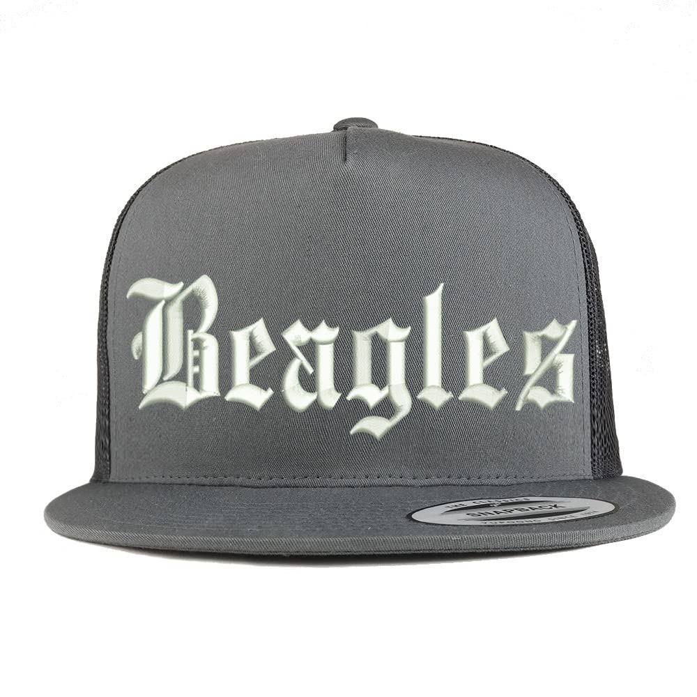 Trendy Apparel Shop Old English Beagles 5 Panel Flatbill Trucker Cap