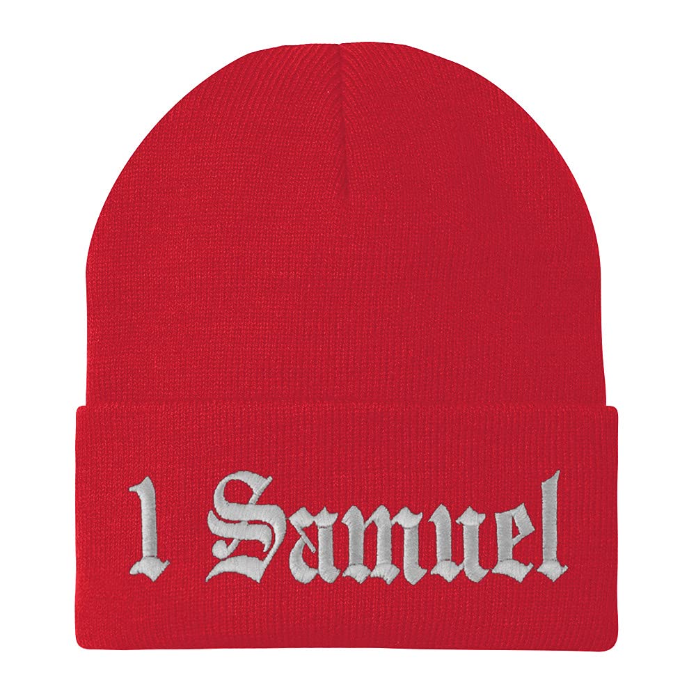Trendy Apparel Shop 1 Samuel Old English Embroidered Long Cuff Beanie