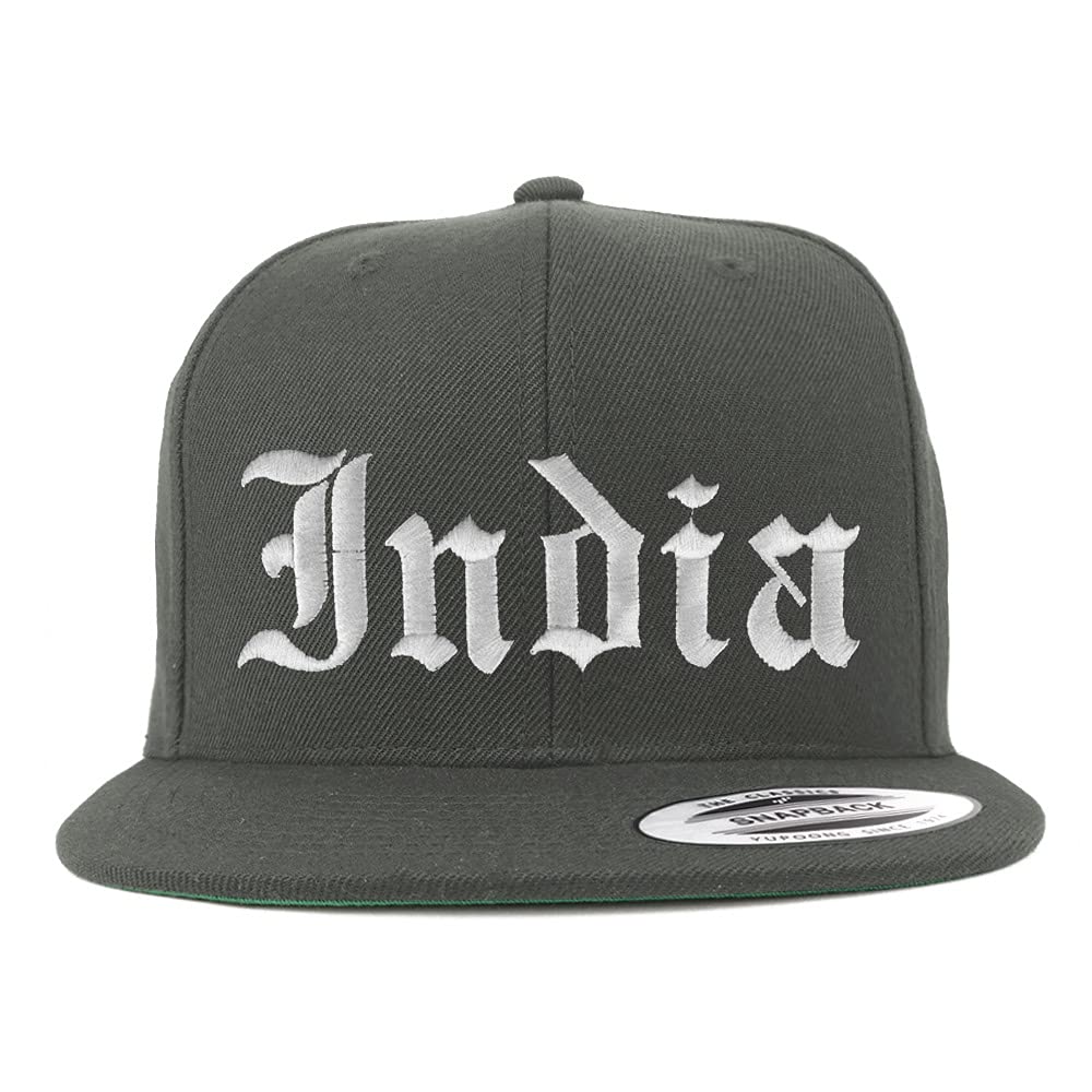 Trendy Apparel Shop India Old English Embroidered Flatbill Snapback Baseball Cap