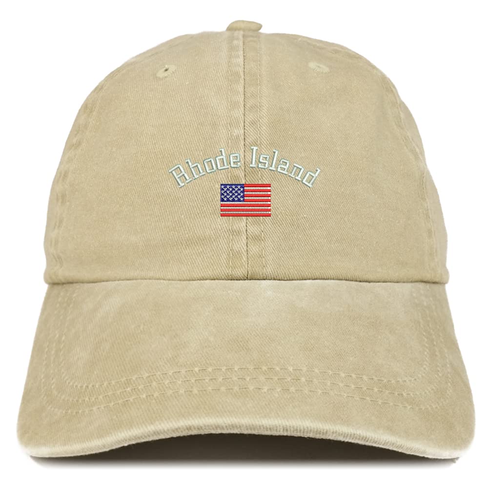 Trendy Apparel Shop Rhode Island USA Flag Pigment Dyed Washed Baseball Cap