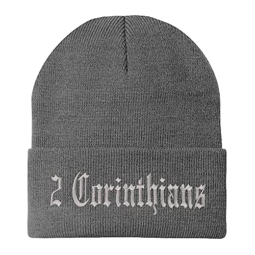 Trendy Apparel Shop 2 Corinthians Old English Embroidered Long Cuff Beanie