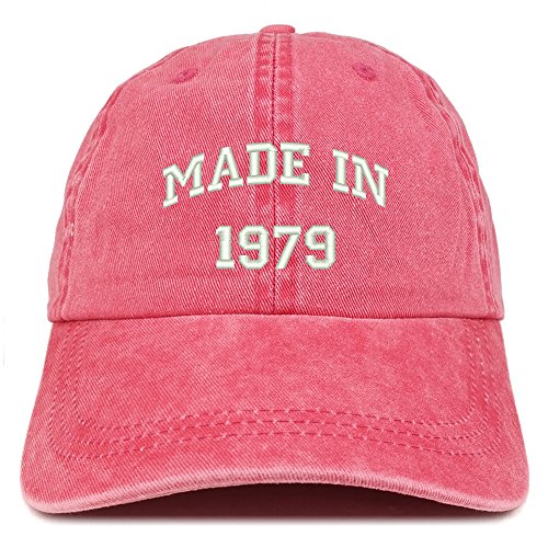Trendy Apparel Shop Made in 1979 Text Embroidered 42nd Birthday Washed Cap