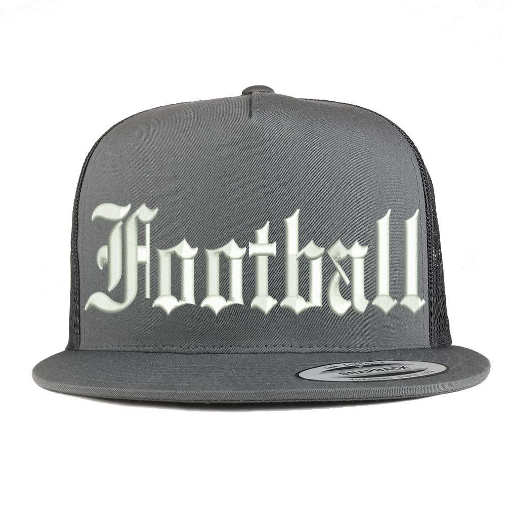 Trendy Apparel Shop Old English Football 5 Panel Flatbill Trucker Cap