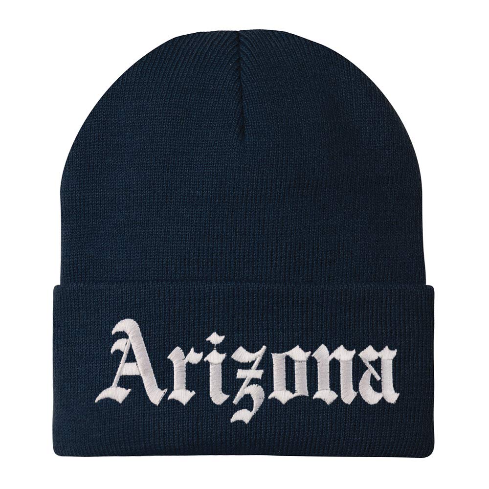 Trendy Apparel Shop Arizona State Old English Embroidered Long Cuff Beanie