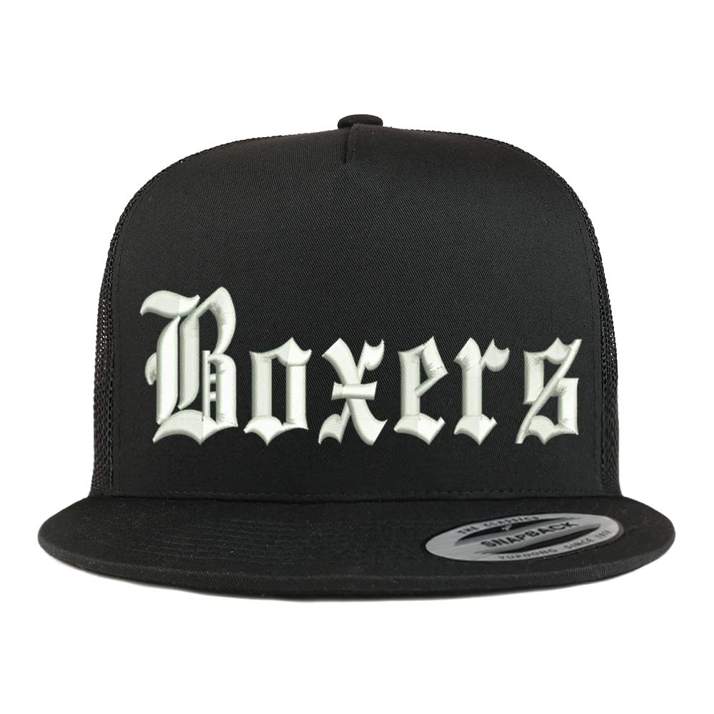 Trendy Apparel Shop Old English Boxers 5 Panel Flatbill Trucker Cap