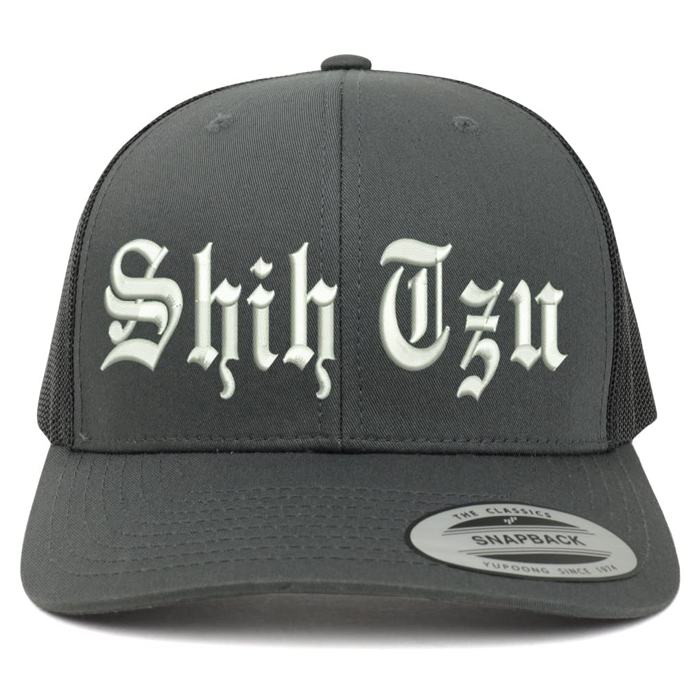 Trendy Apparel Shop Old English Shih Tzu 6 Panel Trucker Mesh Cap