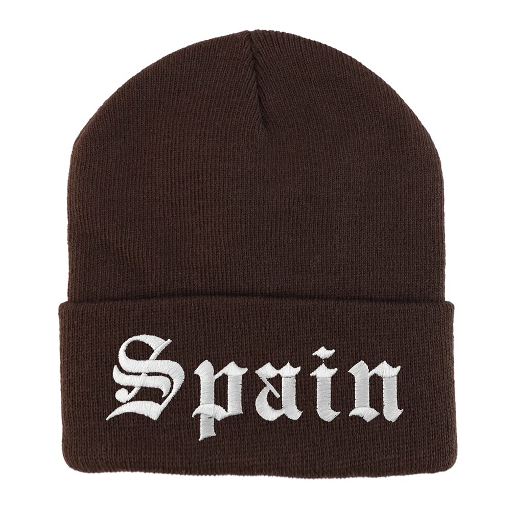 Trendy Apparel Shop Spain Old English Embroidered Long Cuff Beanie