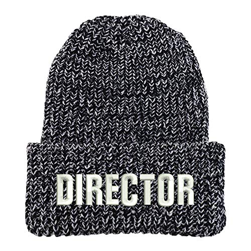 Trendy Apparel Shop Director Embroidered Long Cuffed Thick Ribbed Knit Beanie