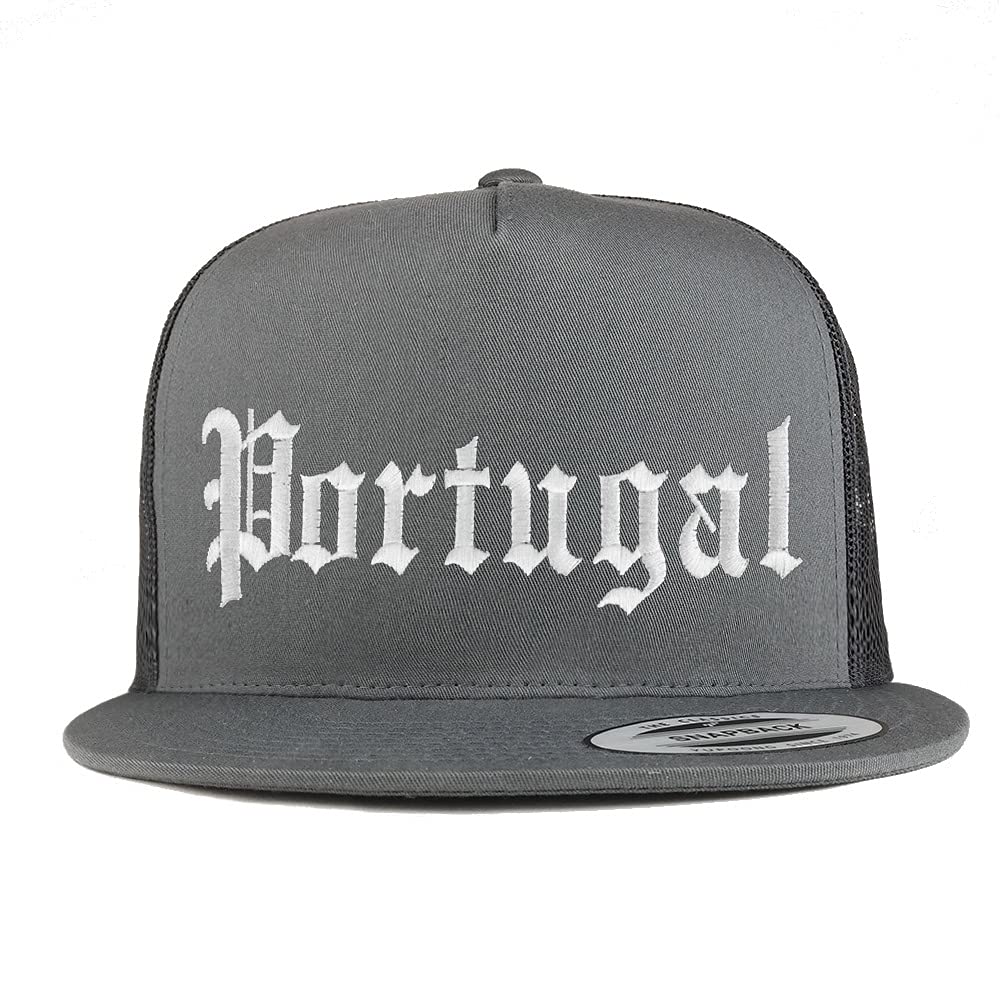 Trendy Apparel Shop Portugal Old English 5 Panel Flatbill Trucker Cap