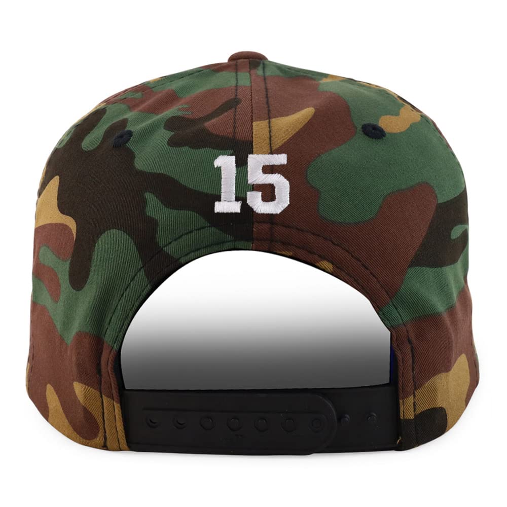 Trendy Apparel Shop Small Number 15 Back Embroidered Flatbill Snapback