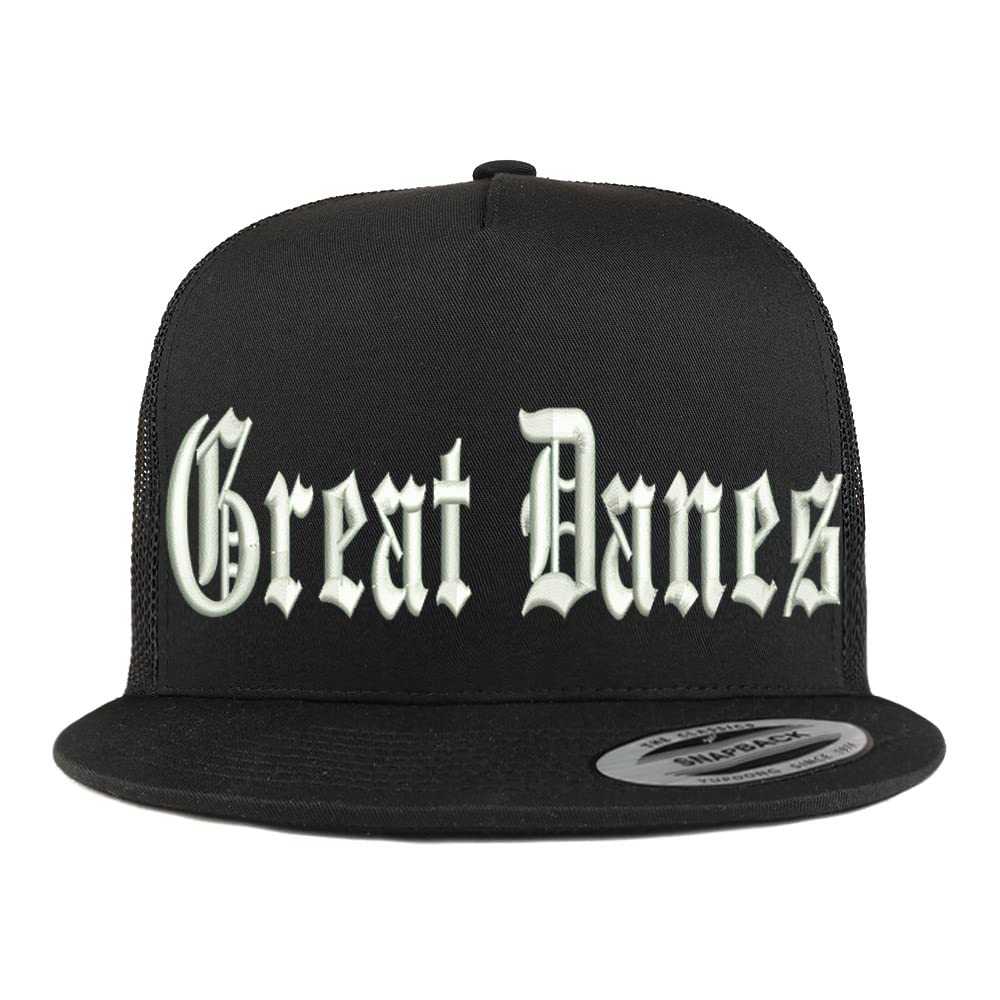 Trendy Apparel Shop Old English Great Danes 5 Panel Flatbill Trucker Cap