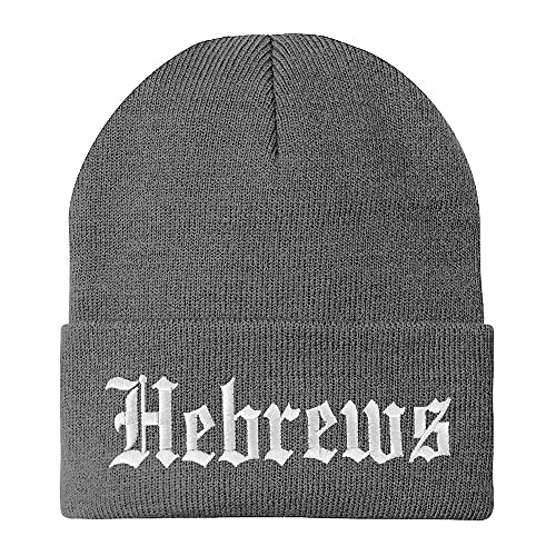 Trendy Apparel Shop Hebrews Old English Embroidered Long Cuff Beanie