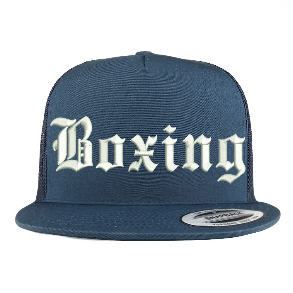 Trendy Apparel Shop Old English Boxing 5 Panel Flatbill Trucker Cap