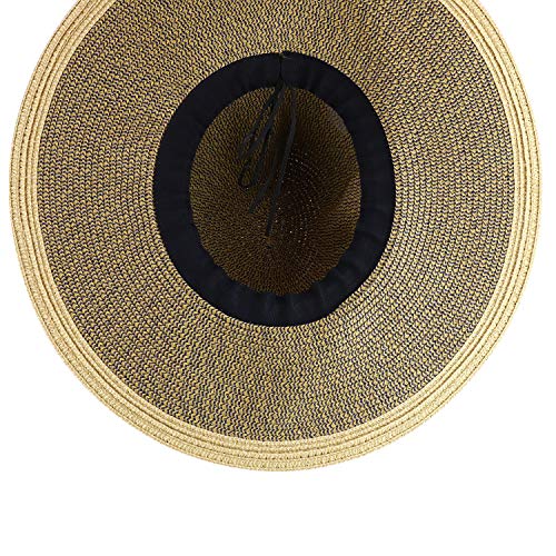 Trendy Apparel Shop Women's UPF 50+ Paper Braid Tweed Flat Brim Sun Hat