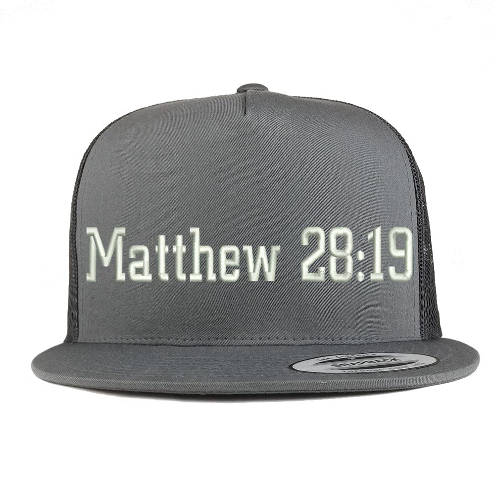 Trendy Apparel Shop Matthew 28:19 5 Panel Flatbill Trucker Cap