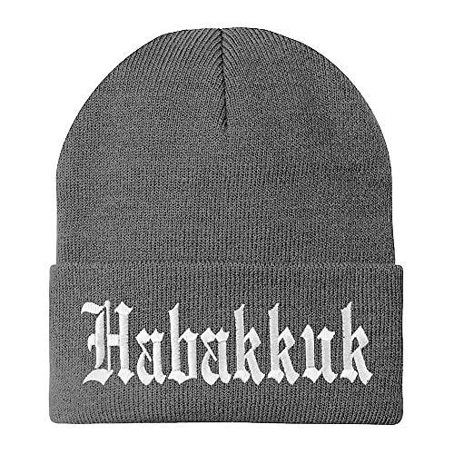 Trendy Apparel Shop Habakkuk Old English Embroidered Long Cuff Beanie