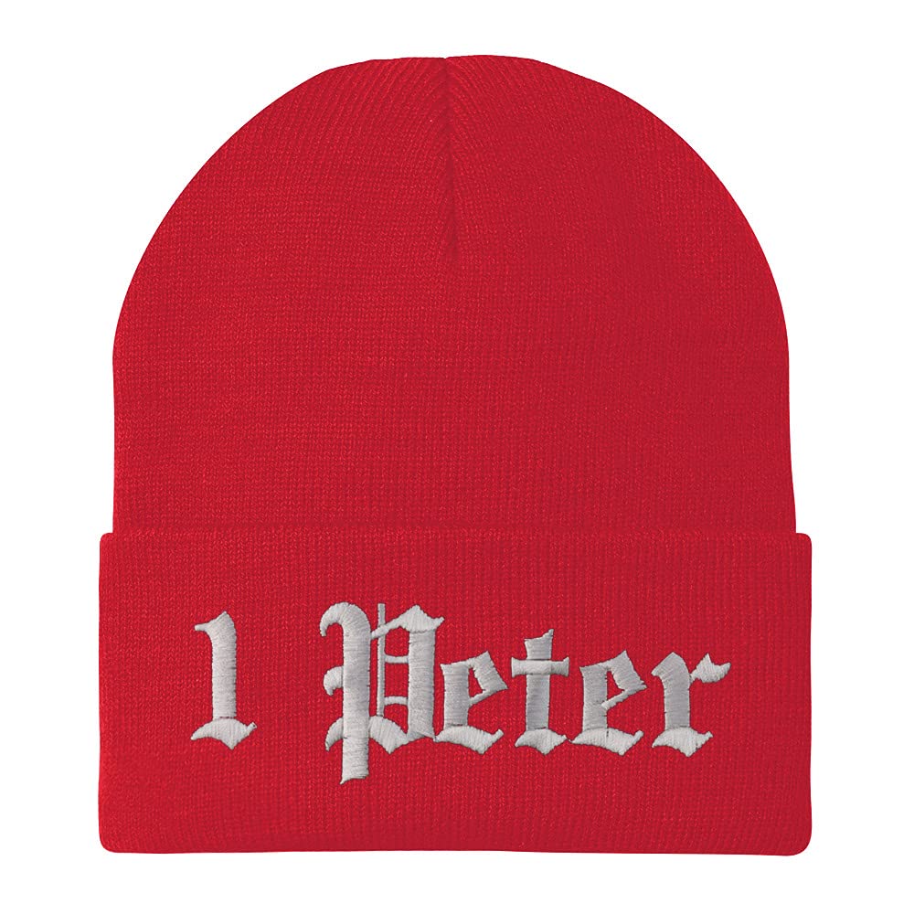 Trendy Apparel Shop 1 Peter Old English Embroidered Long Cuff Beanie