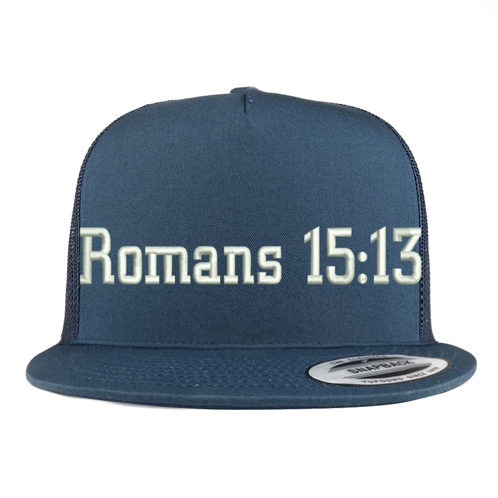 Trendy Apparel Shop Romans 15:13 5 Panel Flatbill Trucker Cap