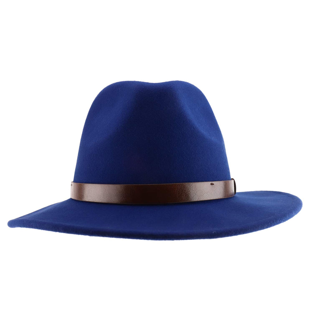 Trendy Apparel Shop Women's Leather Band Wool Felt Large Brim Fedora Hat