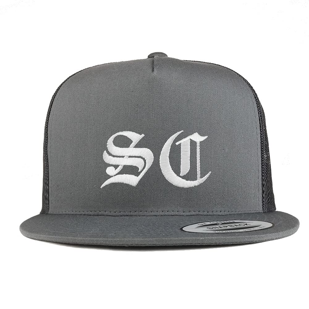 Trendy Apparel Shop South Carolina SC Old English 5 Panel Flatbill Trucker Cap