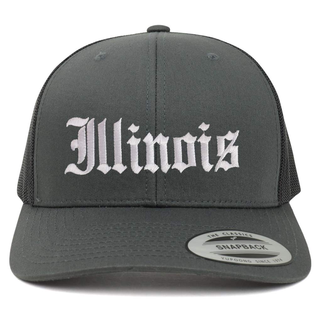 Trendy Apparel Shop Illinois State Old English 6 Panel Trucker Mesh Cap