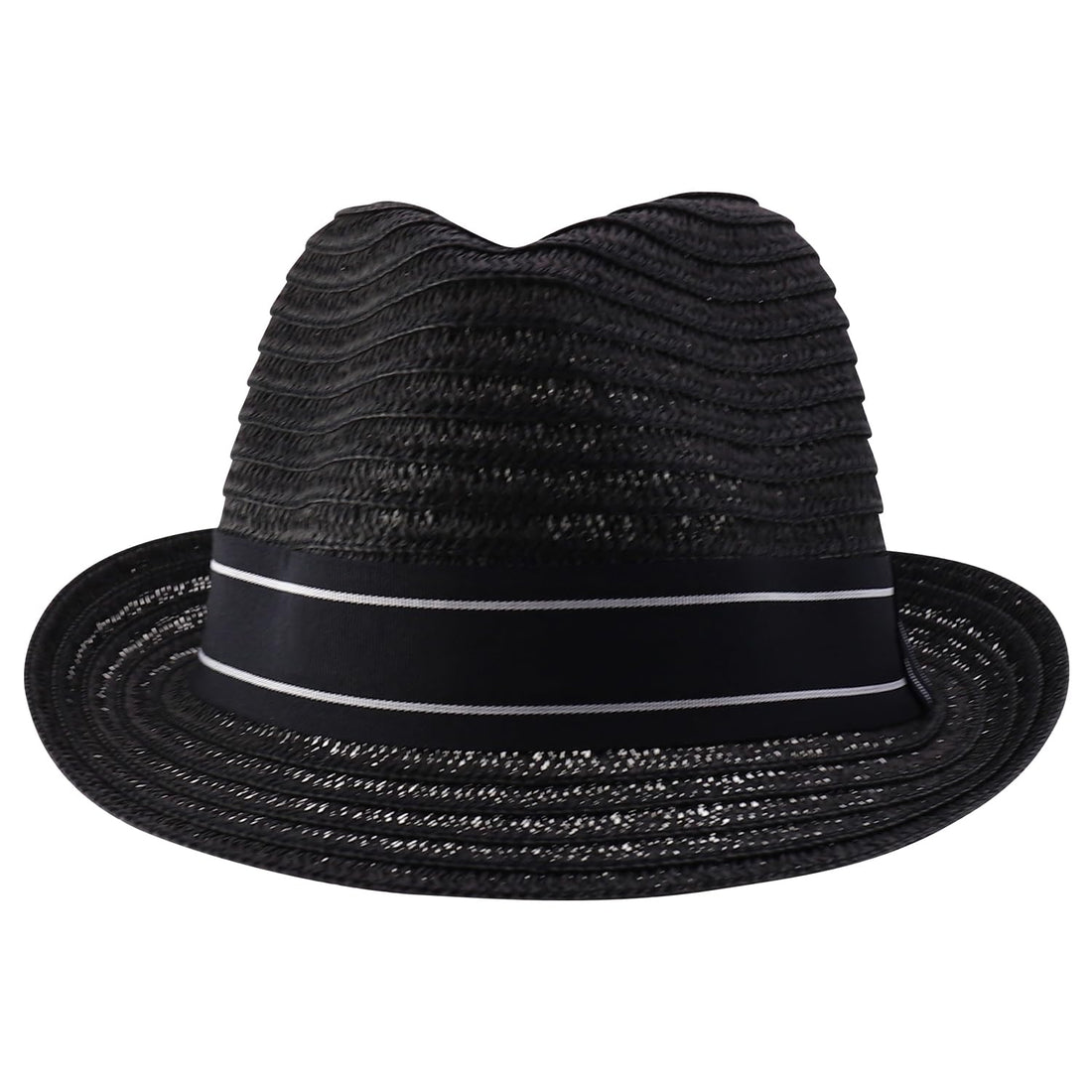 Trendy Apparel Shop Men's Paper Straw Woven Striped Band Stingy Fedora Hat