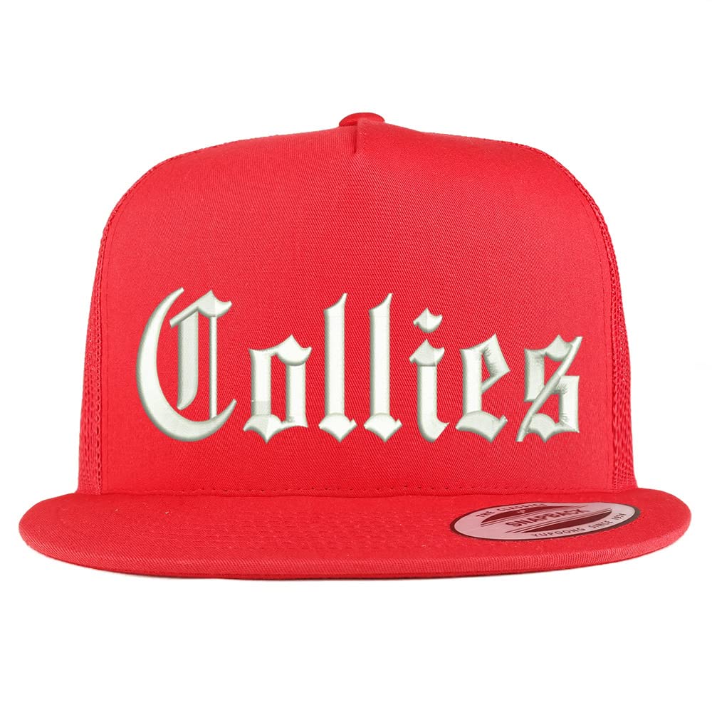 Trendy Apparel Shop Old English Collies 5 Panel Flatbill Trucker Cap