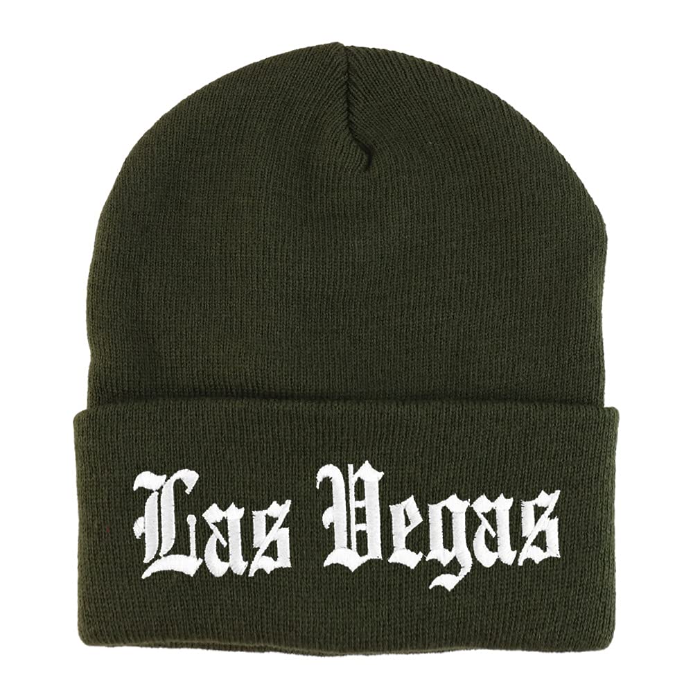 Trendy Apparel Shop Las Vegas Old English Embroidered Long Cuff Beanie